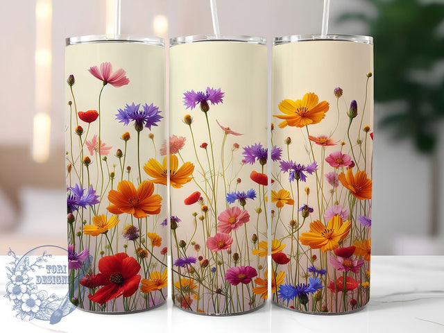 Spring Bloom Wildflower Garden Tumbler, Wildflower Garden Gift, Seasonal Floral Design, Spring Bloom Wrap, Garden Lover Present, Meadow Flower Art, Spring Nature Design Sublimation ToriDesigns 