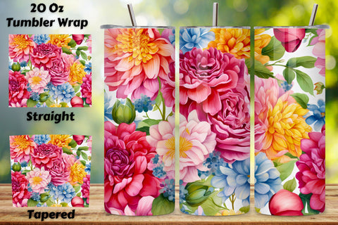 Spring Blooms Tumbler Wrap, Sublimation PNG design, PNG, Flowers Tumbler Wrap, Sublimation PNG design, Watercolor Sublimation FloridPrintables 