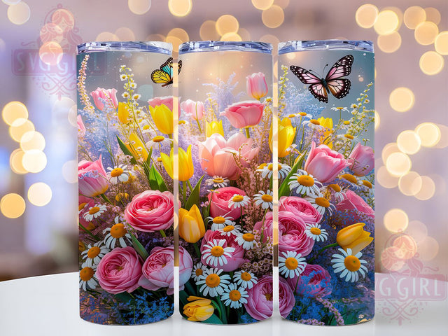 Spring Blossom Bouquet 20oz Tumbler Wrap, Spring Theme, Blossom Motif, Floral Bouquet, Elegant Design, Whimsical Charm, Skinny Tumbler, Sublimation PNG Sublimation SvggirlplusArt 