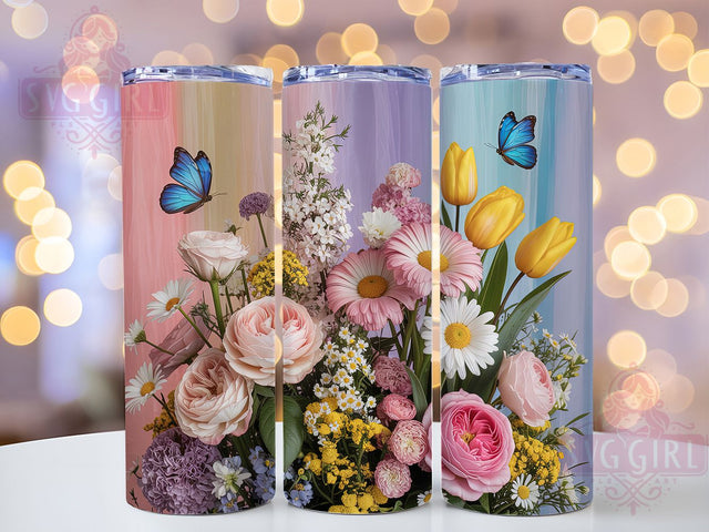 Spring Blossom Butterfly Tumbler, Seamless Butterfly Tumbler, Floral Blossom Wrap, Elegant Spring Wrap, Butterfly Flower Wrap, Sublimation Design, Trendy Gift Idea Sublimation SvggirlplusArt 