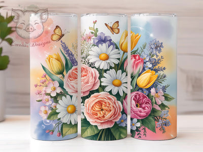 Spring Blossom Daisy Bouquet 20oz Tumbler, Bouquet Design, White Daisies, Yellow Centers, Spring Flowers, Skinny Tumbler, Sublimation PNG Sublimation Lara' s Designs 