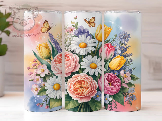 Spring Blossom Daisy Bouquet 20oz Tumbler, Bouquet Design, White Daisies, Yellow Centers, Spring Flowers, Skinny Tumbler, Sublimation PNG Sublimation Lara' s Designs 