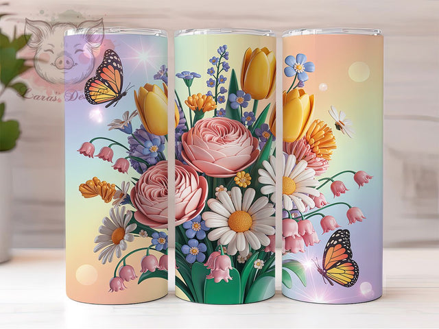 Spring Blossom Floral 20oz Tumbler, Floral Bouquet, Centerpiece Design, Blooming Flowers, Elegant Floral, 20oz Tumbler Wrap, Sublimation PNG Sublimation Lara' s Designs 