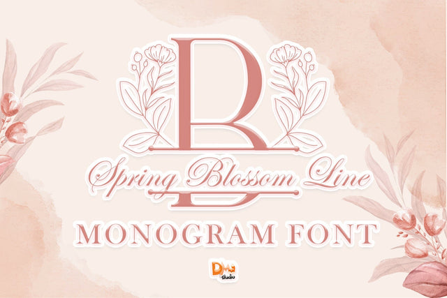 Spring Blossom Line Monogram Font Dm Letter Studio 