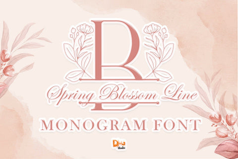 Spring Blossom Line Monogram Font Dm Letter Studio 