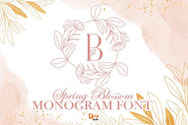Spring Blossom Monogram Font Dm Letter Studio 