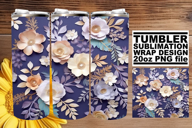 Spring Blossoms 3D Tumbler Wrap Sublimation - 20oz Sublimation afrosvg 