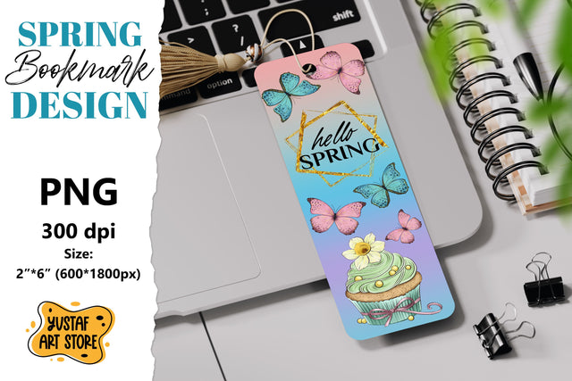 Spring Bookmark printable. Butterfly and cupcake bookmark Sublimation Yustaf Art Store 