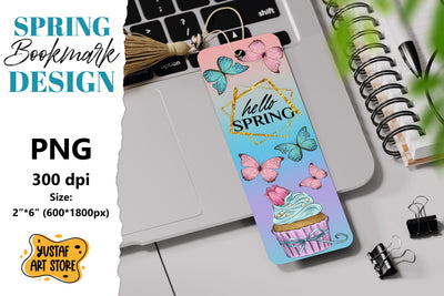 Spring Bookmark printable. Butterfly and cupcake bookmark Sublimation Yustaf Art Store 