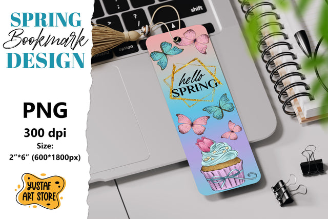Spring Bookmark printable. Butterfly and cupcake bookmark Sublimation Yustaf Art Store 