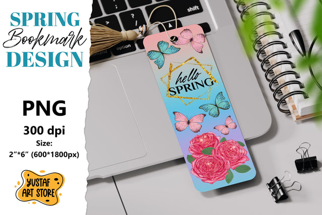 Spring Bookmark printable. Butterfly and roses bookmark Sublimation Yustaf Art Store 