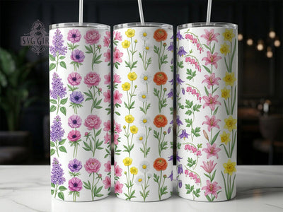 Spring Botanical Rows 20oz Tumbler, Spring Botanical, Botanical Rows, Botanical Tumbler, 20oz Tumbler, Spring Tumbler, Floral Tumbler, Tumbler Wrap Sublimation SvggirlplusArt 