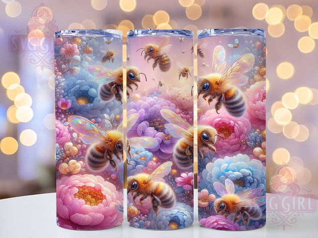 Spring Bumble Bee Floral Tumbler, Spring Bee Tumbler, Seamless Flower Wrap, Cute Bee Wrap, Artistic Bee Wrap, Sublimation Design, Trendy Gift Idea Sublimation SvggirlplusArt 