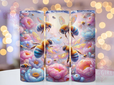 Spring Bumble Bee Floral Tumbler, Spring Bee Tumbler, Seamless Flower Wrap, Cute Bee Wrap, Artistic Bee Wrap, Sublimation Design, Trendy Gift Idea Sublimation SvggirlplusArt 