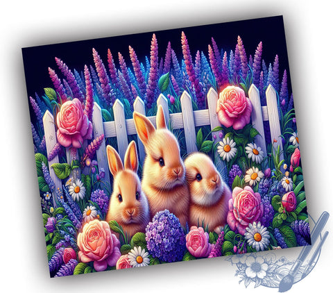 Spring Bunnies 20oz Skinny Tumbler PNG, Rabbits Spring Tumbler Sublimation Wrap, Straight & Tapered Tumbler Wrap, Instant Digital Download Sublimation ToriDesigns 