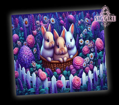 Spring Bunnies 20oz Tumbler Wrap Sublimation Design, Straight Tapered Tumbler Wrap, Rabbits Spring Tumbler Png, Instant Digital Download Sublimation SvggirlplusArt 