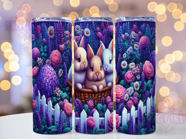 Spring Bunnies 20oz Tumbler Wrap Sublimation Design, Straight Tapered Tumbler Wrap, Rabbits Spring Tumbler Png, Instant Digital Download Sublimation SvggirlplusArt 