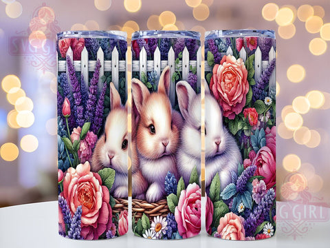 Spring Bunnies 20oz Tumbler Wrap Sublimation Design, Straight Tapered Tumbler Wrap, Rabbits Spring Tumbler Png, Instant Digital Download Sublimation SvggirlplusArt 