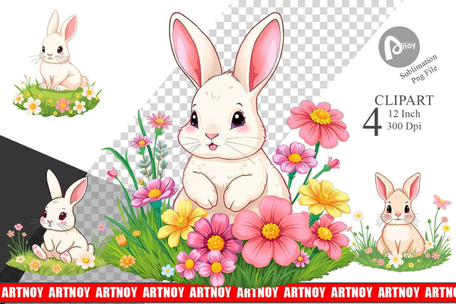 Spring Bunny Clipart Sublimation artnoy 