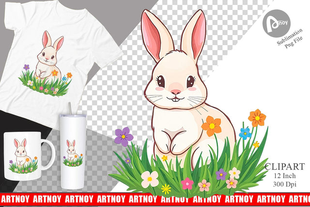 Spring Bunny Clipart Sublimation artnoy 