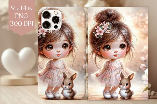 Spring Bunny Girl Phone Case PNG Sublimation BijouBay 