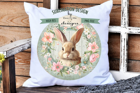Spring Bunny Green Round Sublimation Design Sublimation Ewe-N-Me Designs 
