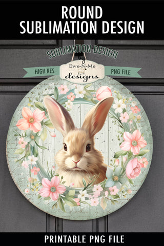 Spring Bunny Green Round Sublimation Design Sublimation Ewe-N-Me Designs 