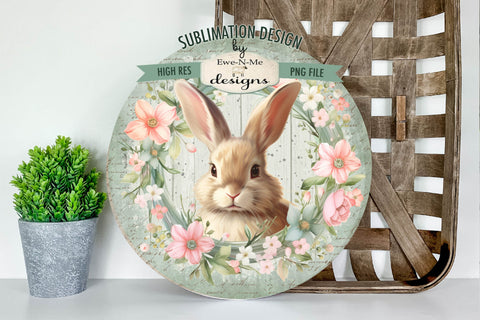 Spring Bunny Green Round Sublimation Design Sublimation Ewe-N-Me Designs 