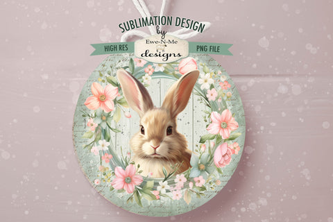 Spring Bunny Green Round Sublimation Design Sublimation Ewe-N-Me Designs 