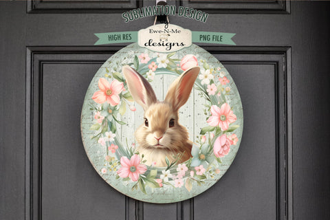 Spring Bunny Green Round Sublimation Design Sublimation Ewe-N-Me Designs 