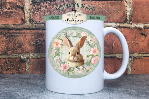 Spring Bunny Green Round Sublimation Design Sublimation Ewe-N-Me Designs 