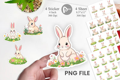 Spring Bunny Sticker Sublimation artnoy 