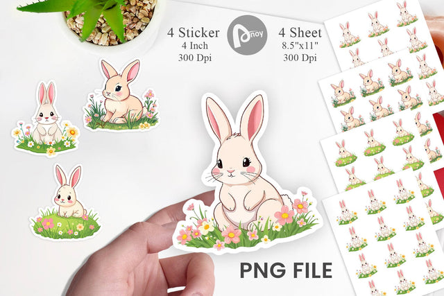Spring Bunny Sticker Sublimation artnoy 