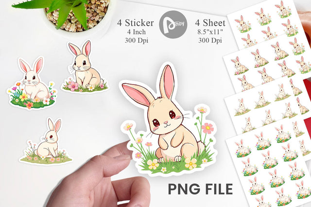Spring Bunny Sticker Sublimation artnoy 