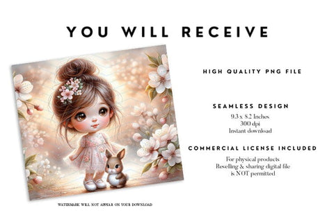 Spring Bunny Tumbler Wrap PNG Sublimation BijouBay 