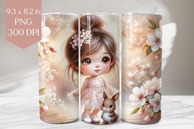 Spring Bunny Tumbler Wrap PNG Sublimation BijouBay 