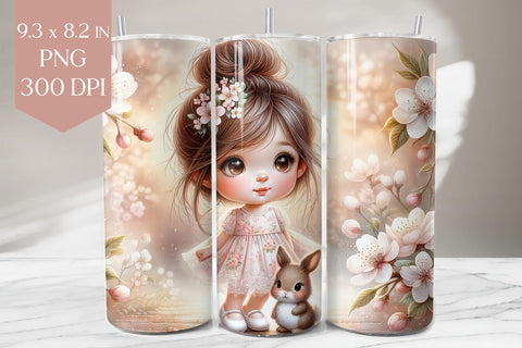 Spring Bunny Tumbler Wrap PNG Sublimation BijouBay 