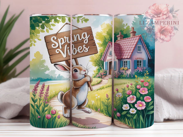 Spring Bunny Vibes 20oz Tumbler, Cute Bunny, Easter Vibes, 20oz Tumbler Wrap, Sublimation PNG, Holiday Cup, Spring Gift Sublimation Li Zamperini 