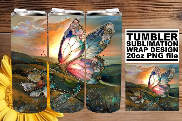 Spring Butterfly 3D Glitter Wrap Sublimation afrosvg 