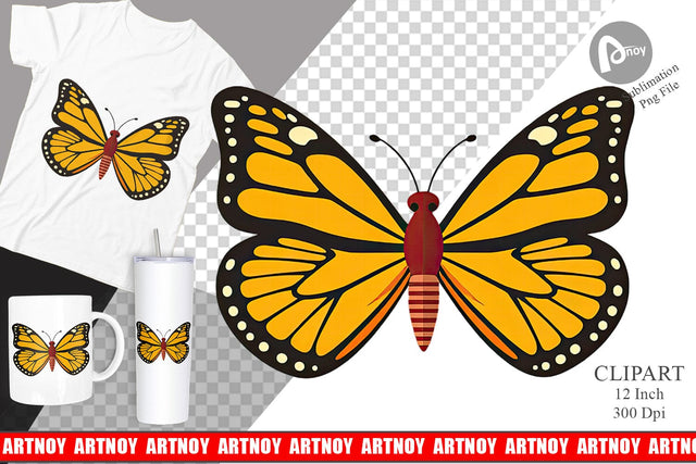 Spring Butterfly Clipart Sublimation artnoy 