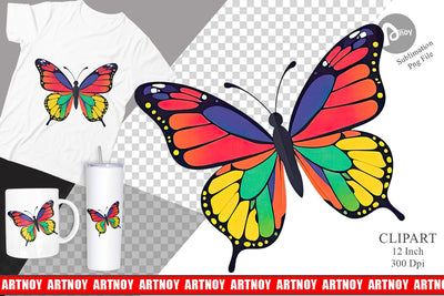 Spring Butterfly Clipart Sublimation artnoy 