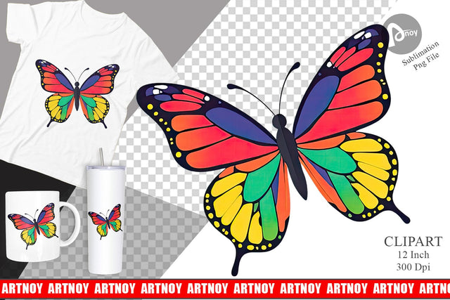 Spring Butterfly Clipart Sublimation artnoy 