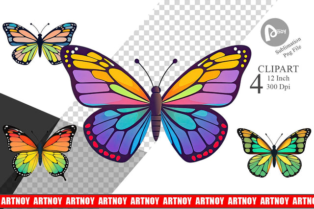 Spring Butterfly Clipart Sublimation artnoy 