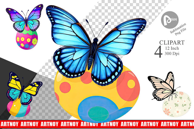 Spring Butterfly Clipart Sublimation artnoy 