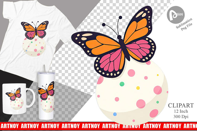 Spring Butterfly Clipart Sublimation artnoy 
