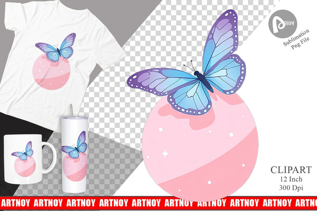 Spring Butterfly Clipart Sublimation artnoy 