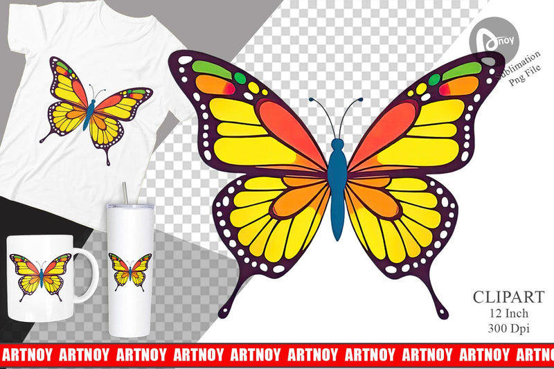 Spring Butterfly Clipart Sublimation artnoy 