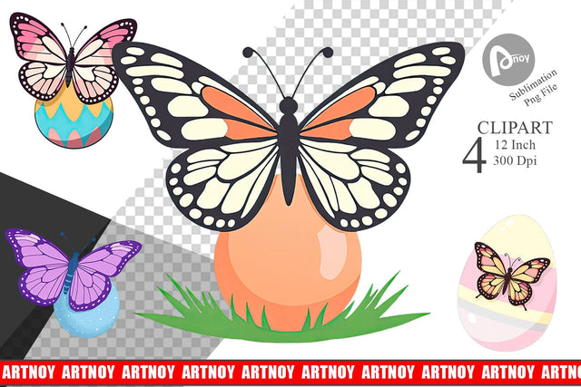 Spring Butterfly Clipart Sublimation artnoy 