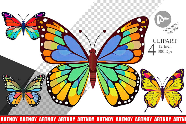 Spring Butterfly Clipart Sublimation artnoy 