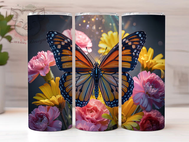 Spring Butterfly Floral Garden Tumbler Wrap, Floral Garden Pattern, Nature Lover Gift, Wildflower Cup Art, Butterfly Garden Theme, Summer Flower Design, Garden Beauty Tumbler Sublimation Lara' s Designs 